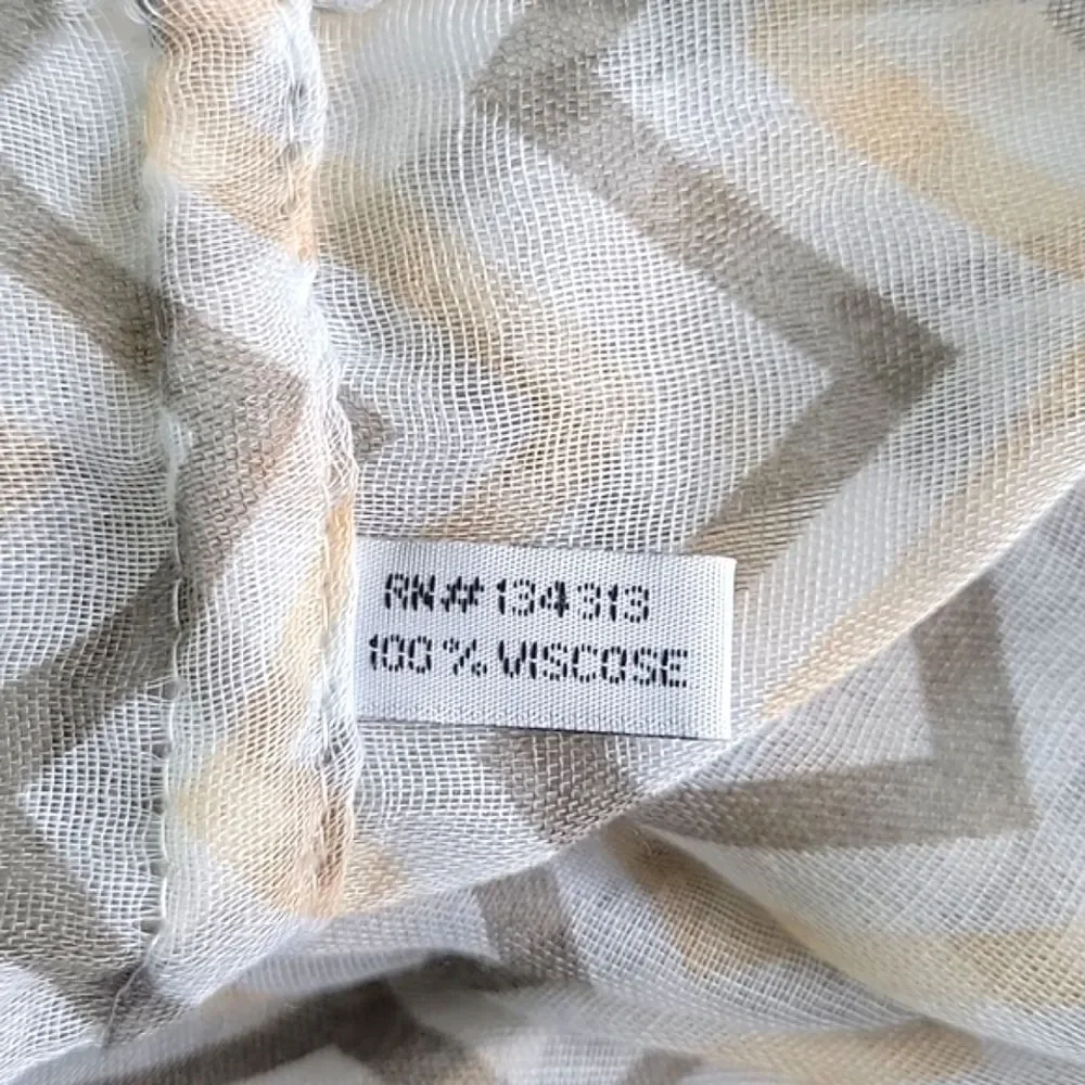 Casual White Cream Gray Striped Lightweight Infinity Scarf OS